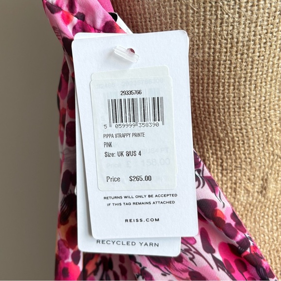 Reiss Pippa Floral Printed Midi Dress in Pink Size 4P NWT - Picture 6 of 11